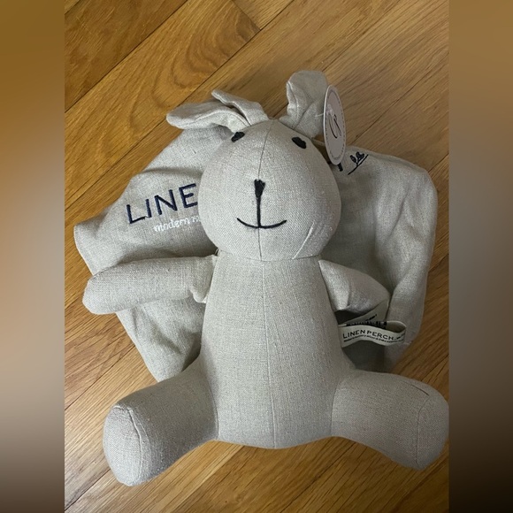 NWT Linen Perch Bella Natural Linen Bunny Stuffed Animal - Picture 4 of 9